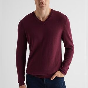Express Men's V-Neck Sweater - Burgandy